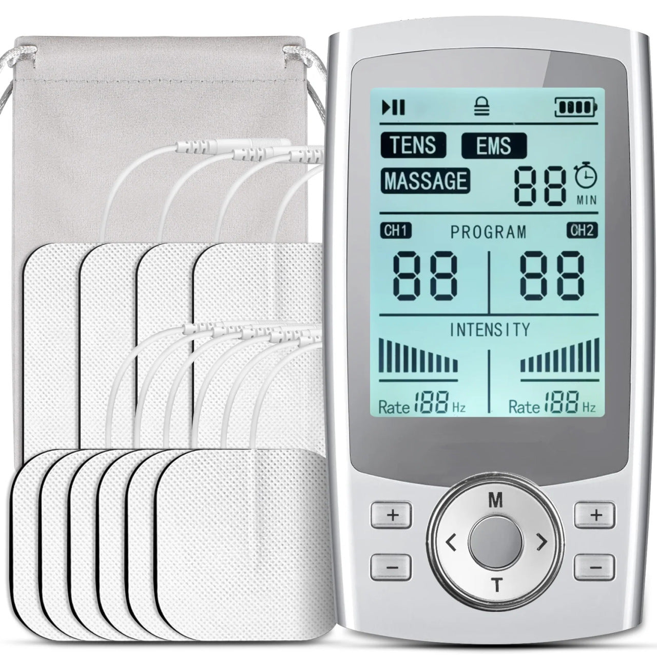 Dual Channel TENS EMS Unit - 60 Modes Professional Muscle Stimulator for Back Pain Relief & Strength Training