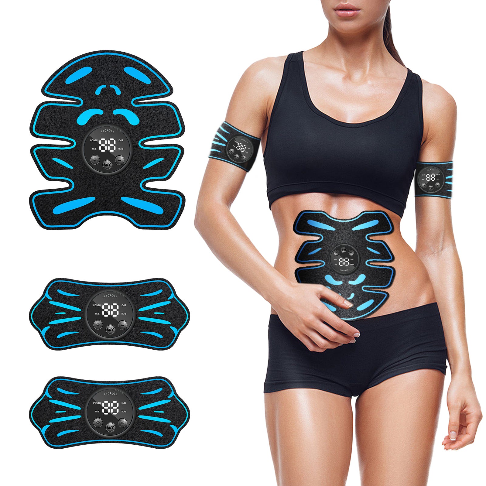 Abs Stimulator - 360° Abs and Arms Muscle Stimulator with Gel Pads