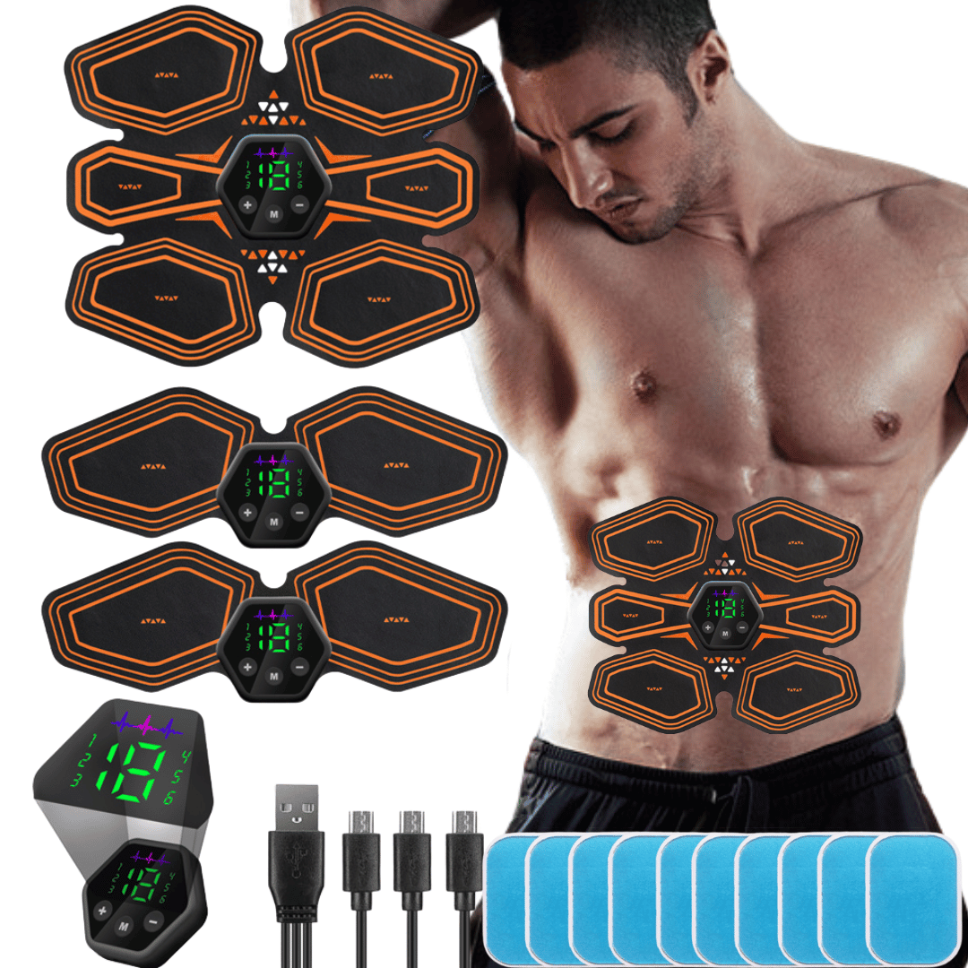 Abs Stimulator - 360° Abs and Arms Muscle Stimulator with Gel Pads