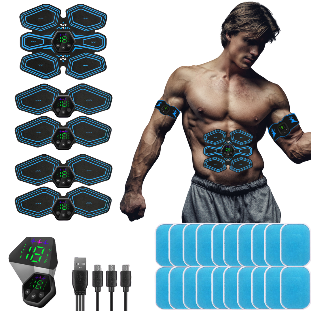 Abs Stimulator - 360° Abs and Arms Muscle Stimulator with Gel Pads