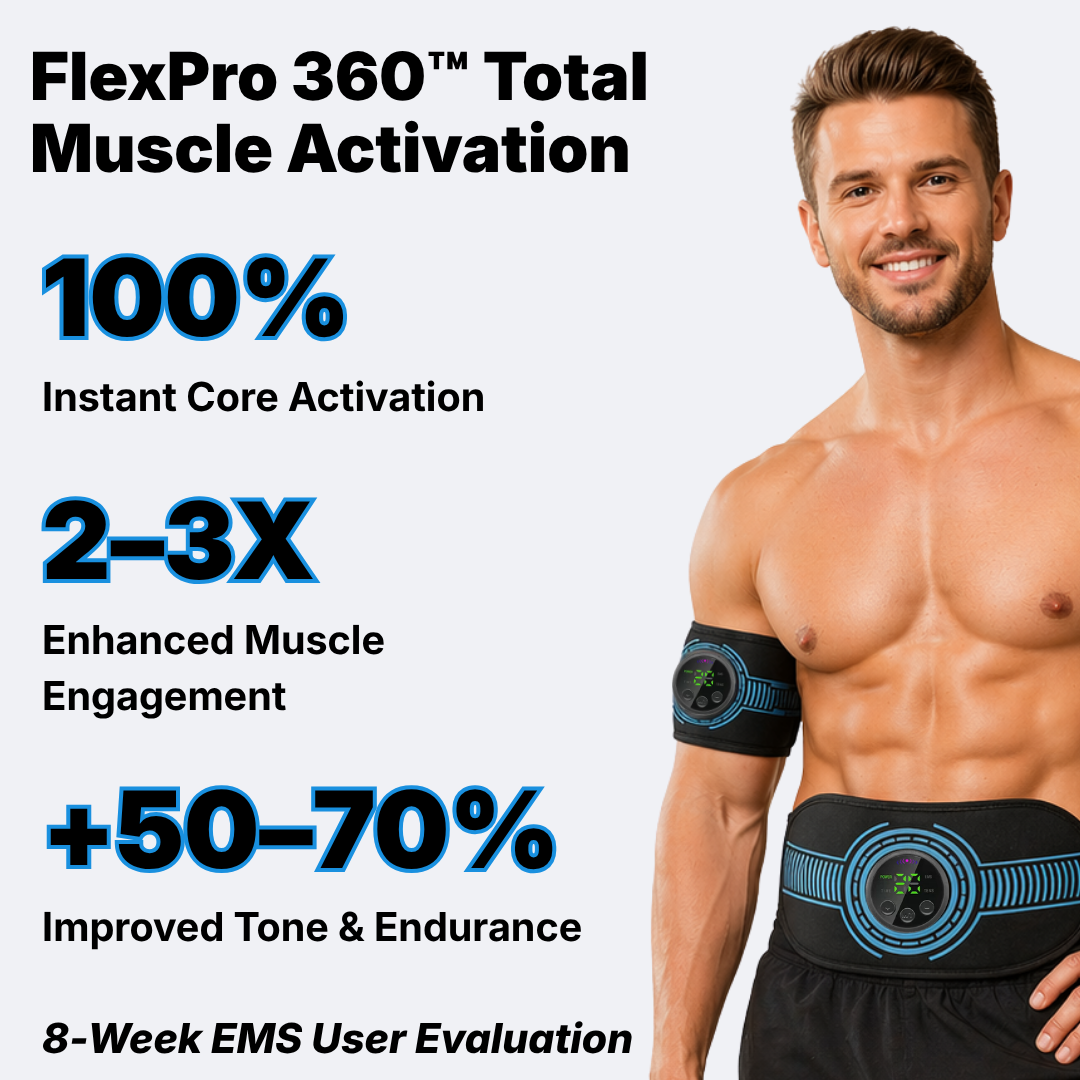 FlexPro 360 Multifunktions-Muskelstimulator | Gezielte Behandlung von Bauchmuskeln, Armen und Beinen