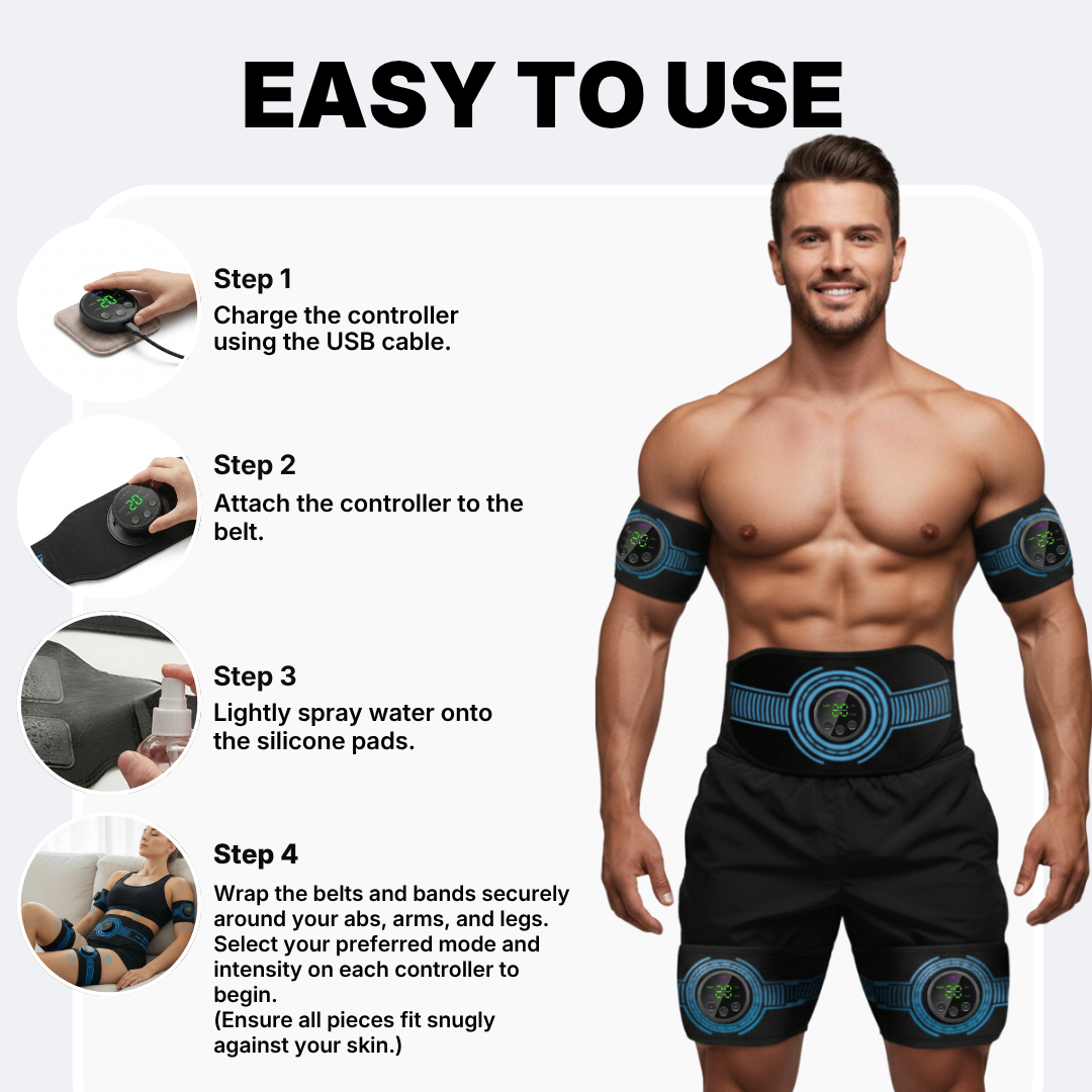FlexPro 360 Multifunktions-Muskelstimulator | Gezielte Behandlung von Bauchmuskeln, Armen und Beinen