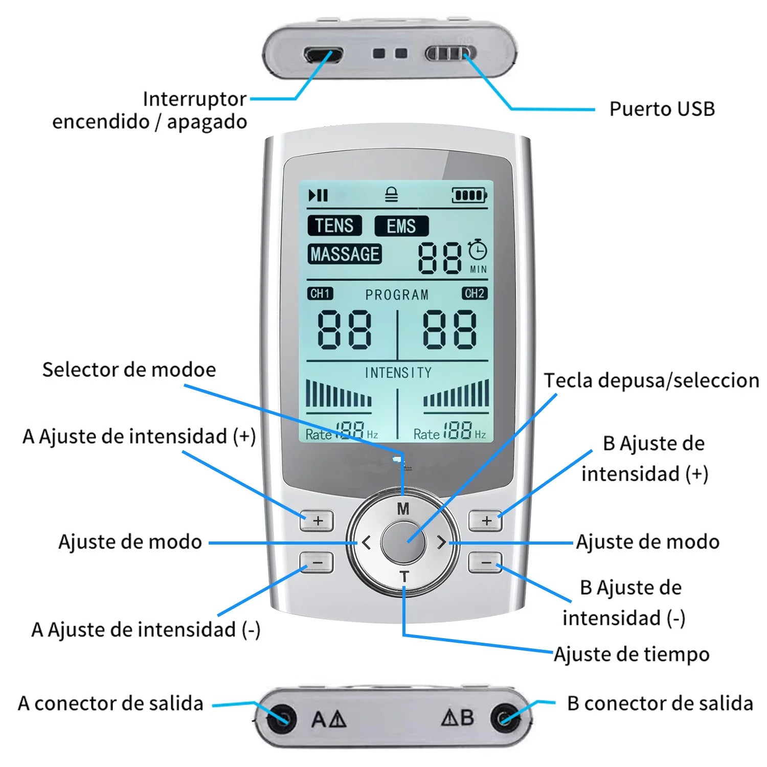 Dual Channel TENS EMS Unit - 60 Modes Professional Muscle Stimulator for Back Pain Relief & Strength Training