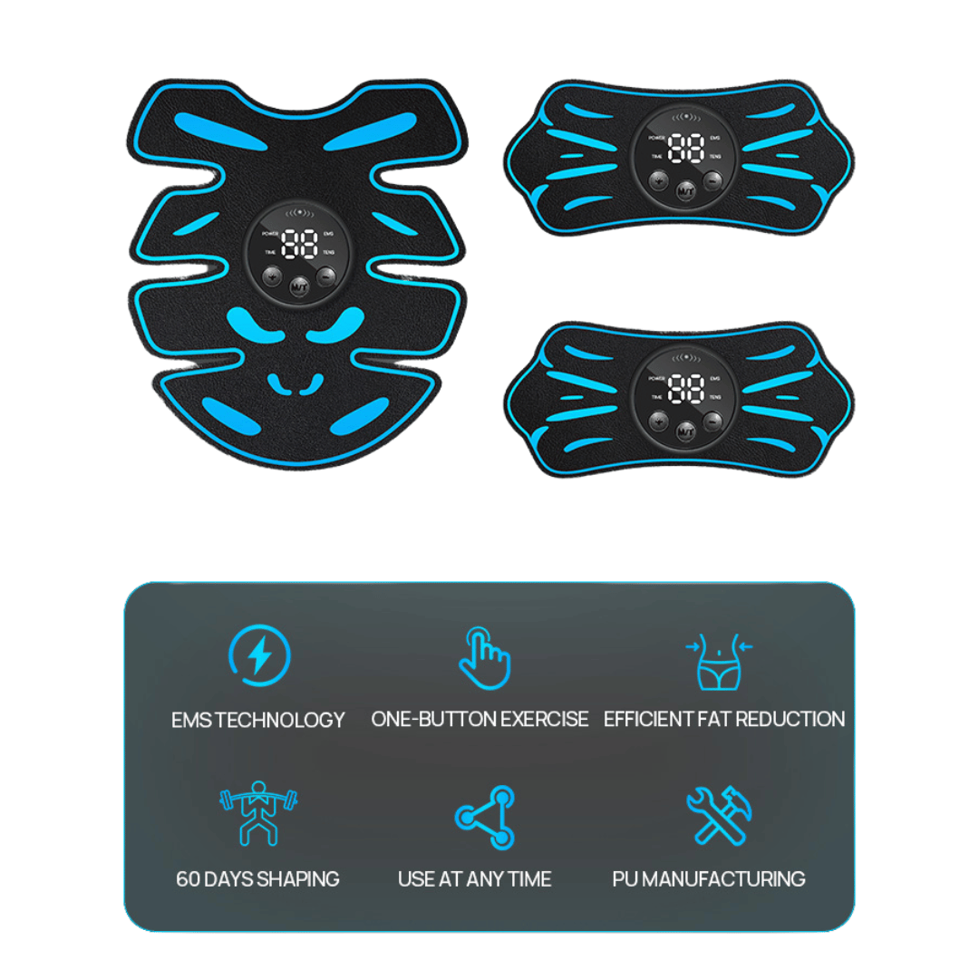 Abs Stimulator - 360° Abs and Arms Muscle Stimulator with Gel Pads