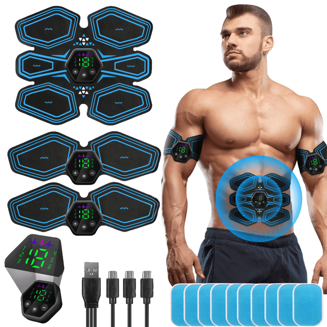 8 Abs Stimulator - 360° Abs and Arms Muscle Stimulator with Gel Pads