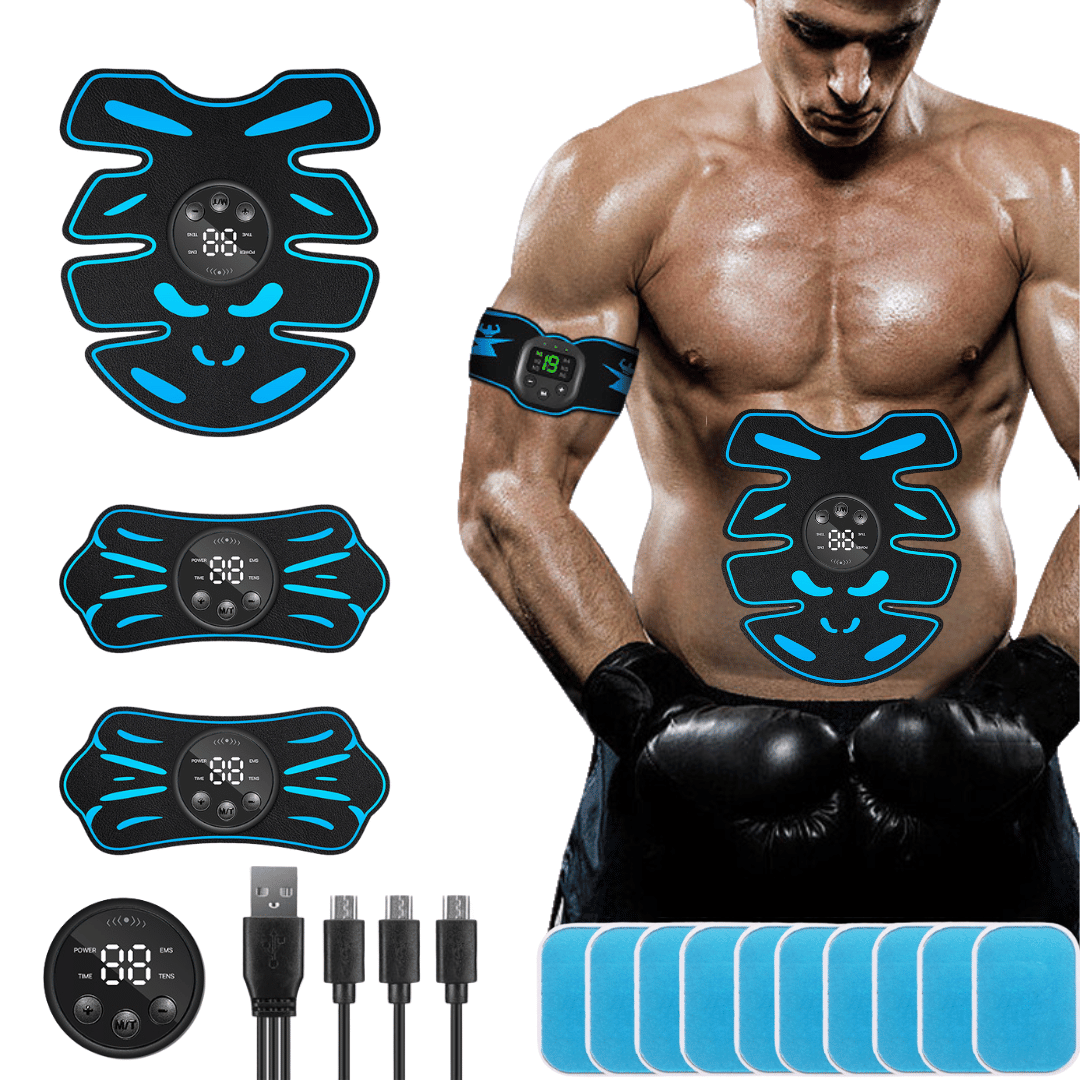 Abs Stimulator - 360° Abs and Arms Muscle Stimulator with Gel Pads
