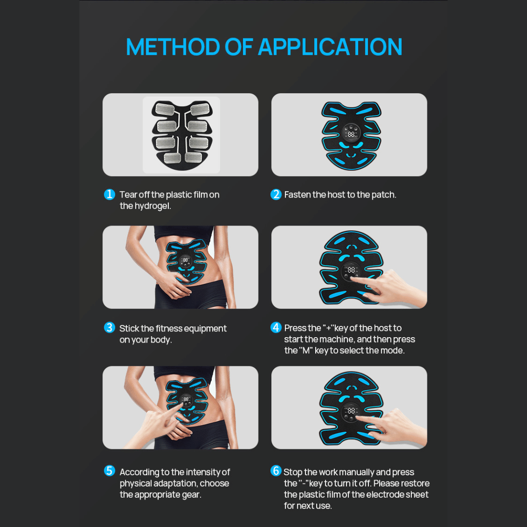 8 Abs Stimulator - 360° Abs and Arms Muscle Stimulator with Gel Pads