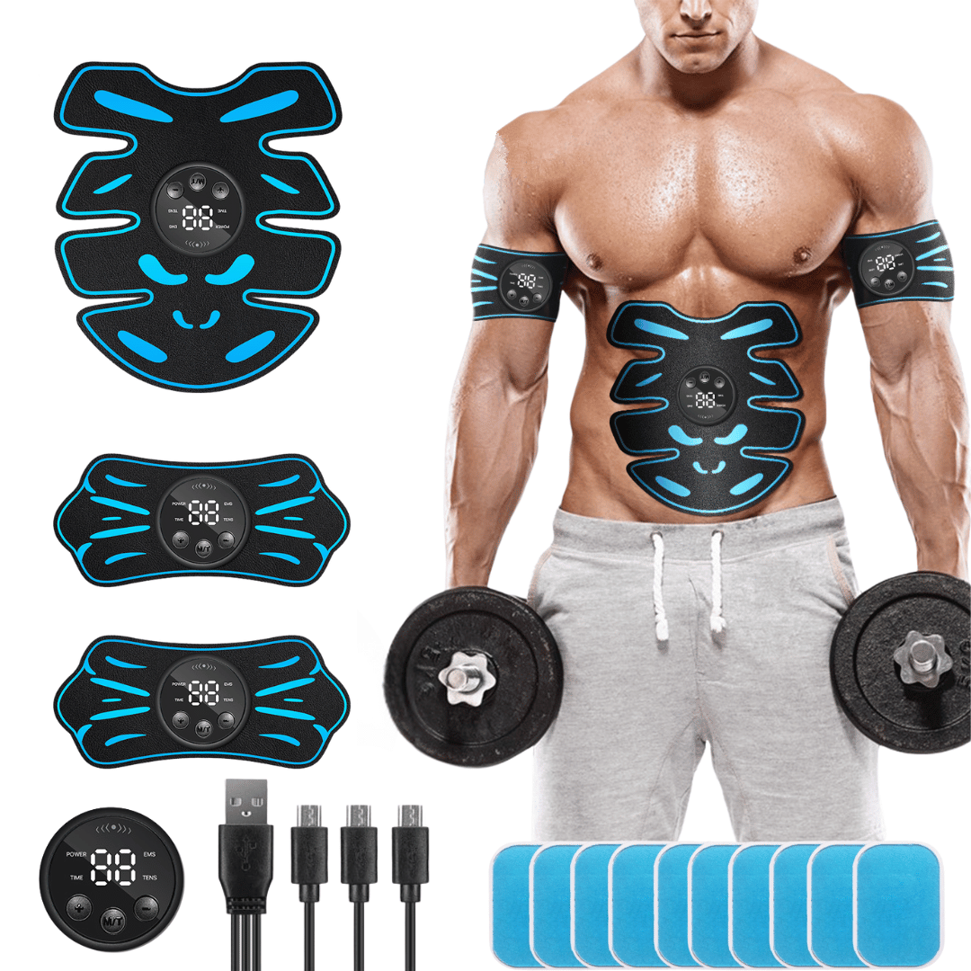 Abs Stimulator - 360° Abs and Arms Muscle Stimulator with Gel Pads